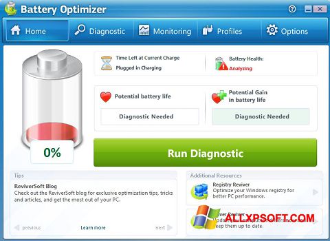 Screenshot Battery Optimizer Windows XP