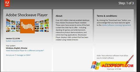 Screenshot Adobe Shockwave Player Windows XP