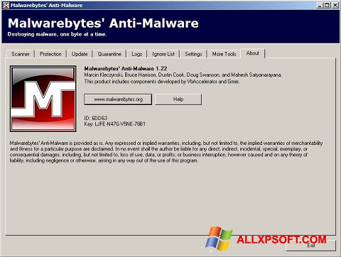 Screenshot Malwarebytes Anti-Malware Free Windows XP