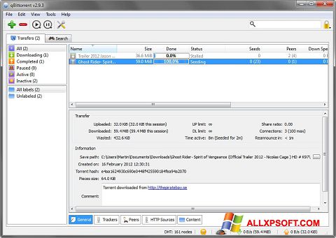 Screenshot qBittorrent Windows XP