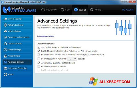 Screenshot Malwarebytes Anti-Malware Windows XP