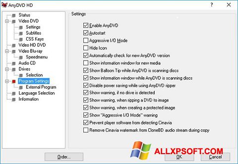 Screenshot AnyDVD Windows XP