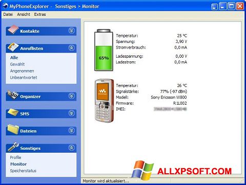 Screenshot MyPhoneExplorer Windows XP
