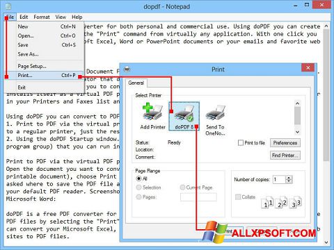 Screenshot doPDF Windows XP
