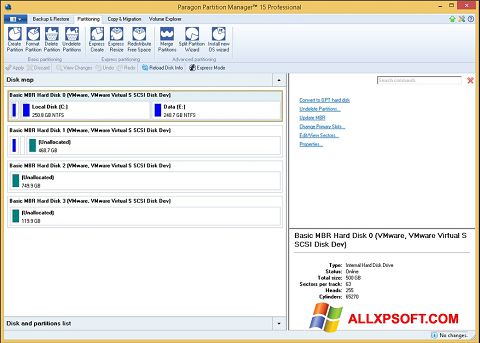 Screenshot Paragon Partition Manager Windows XP