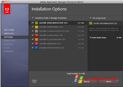 Screenshot Adobe Application Manager Windows XP