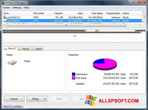 Screenshot Defraggler Windows XP