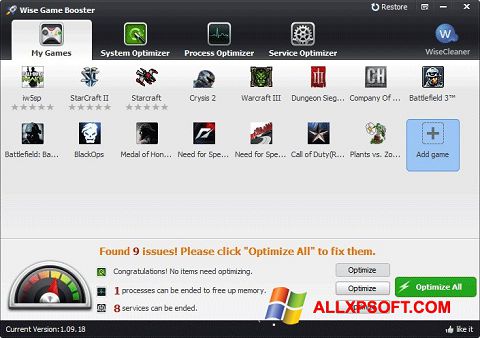 Screenshot Wise Game Booster Windows XP