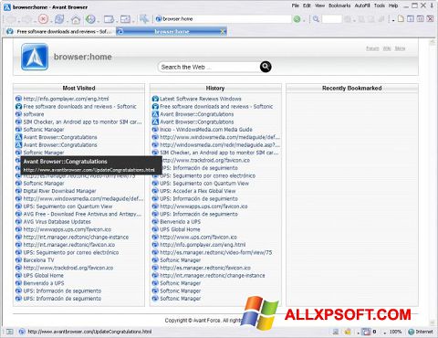Screenshot Avant Browser Windows XP