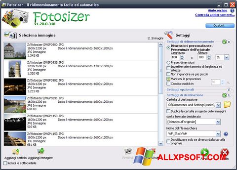 Screenshot Fotosizer Windows XP