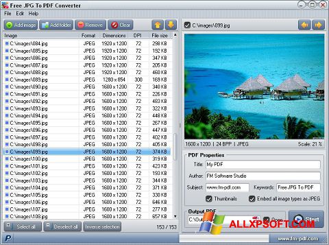 Screenshot JPG to PDF Converter Windows XP