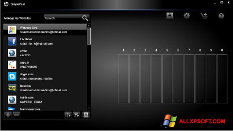 Screenshot HP SimplePass Windows XP