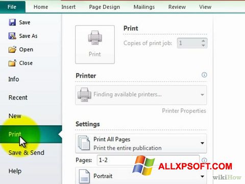 Screenshot Microsoft Publisher Windows XP