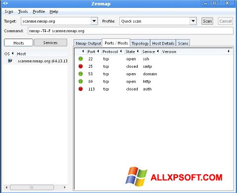 Screenshot Nmap Windows XP