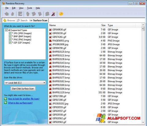 Screenshot Pandora Recovery Windows XP