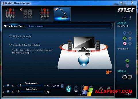 Screenshot Realtek Audio Driver Windows XP