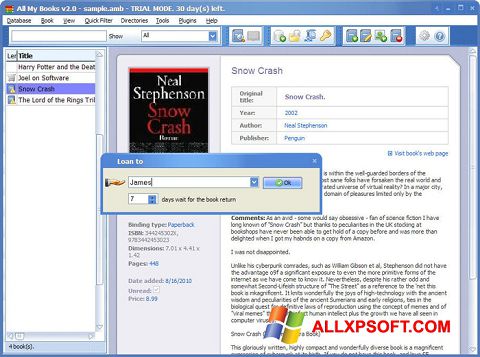 Screenshot All My Books Windows XP