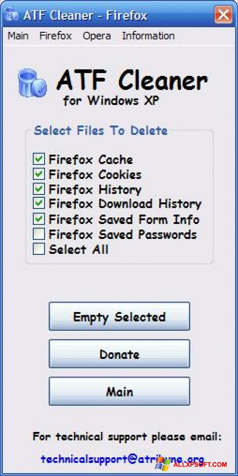 Screenshot ATF Cleaner Windows XP