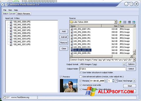 Screenshot FastStone Photo Resizer Windows XP