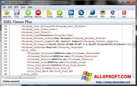 Screenshot XML Viewer Windows XP