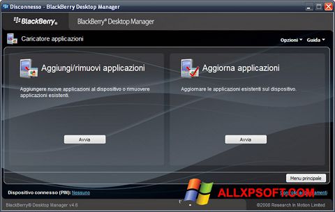 Screenshot BlackBerry Desktop Manager Windows XP