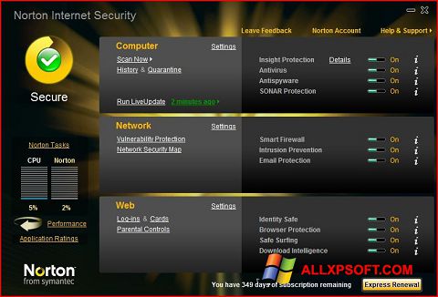 Screenshot Norton Internet Security Windows XP