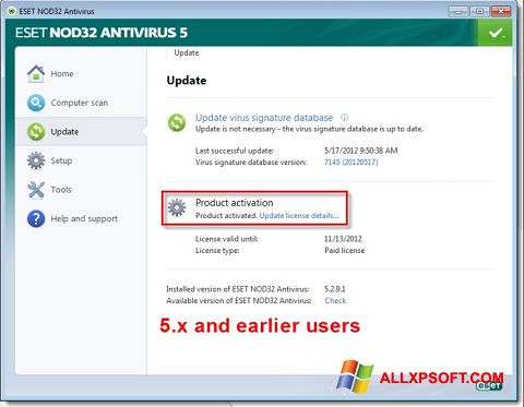 Screenshot ESET NOD32 Windows XP